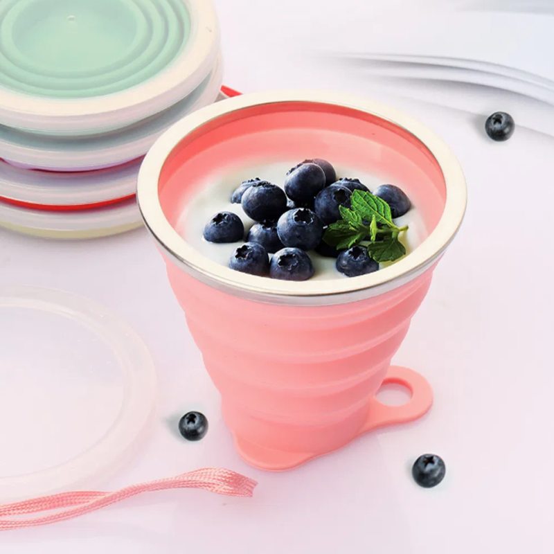Custom Logo Silicone Reusable Collapsible Coffee Cups for Travel Applications5
